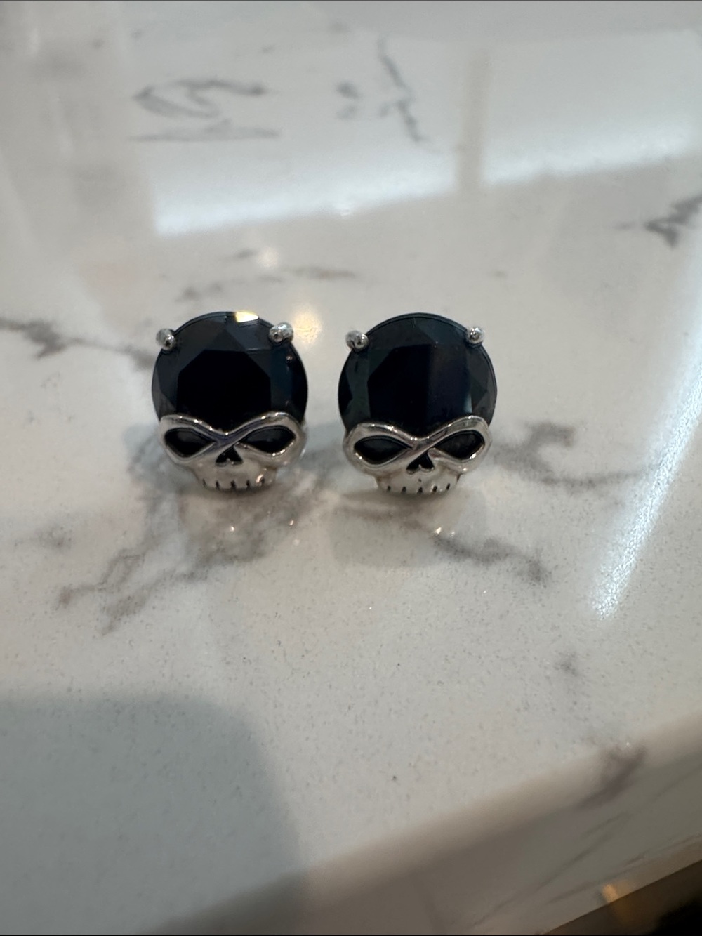 Harley-Davidson Black Onyx Sterling Silver Willie G Stud Earrings